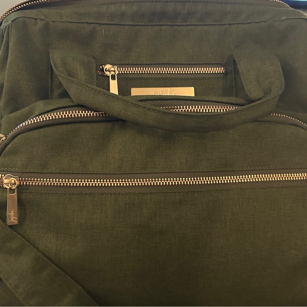 Ju-Ju-Be Olive Green Diaper Bag with Gold Accents